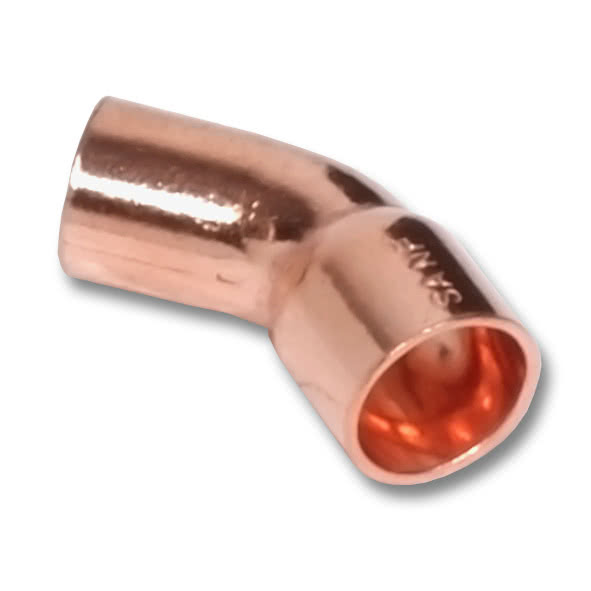 Medený oblúk 45° MF D22 5040