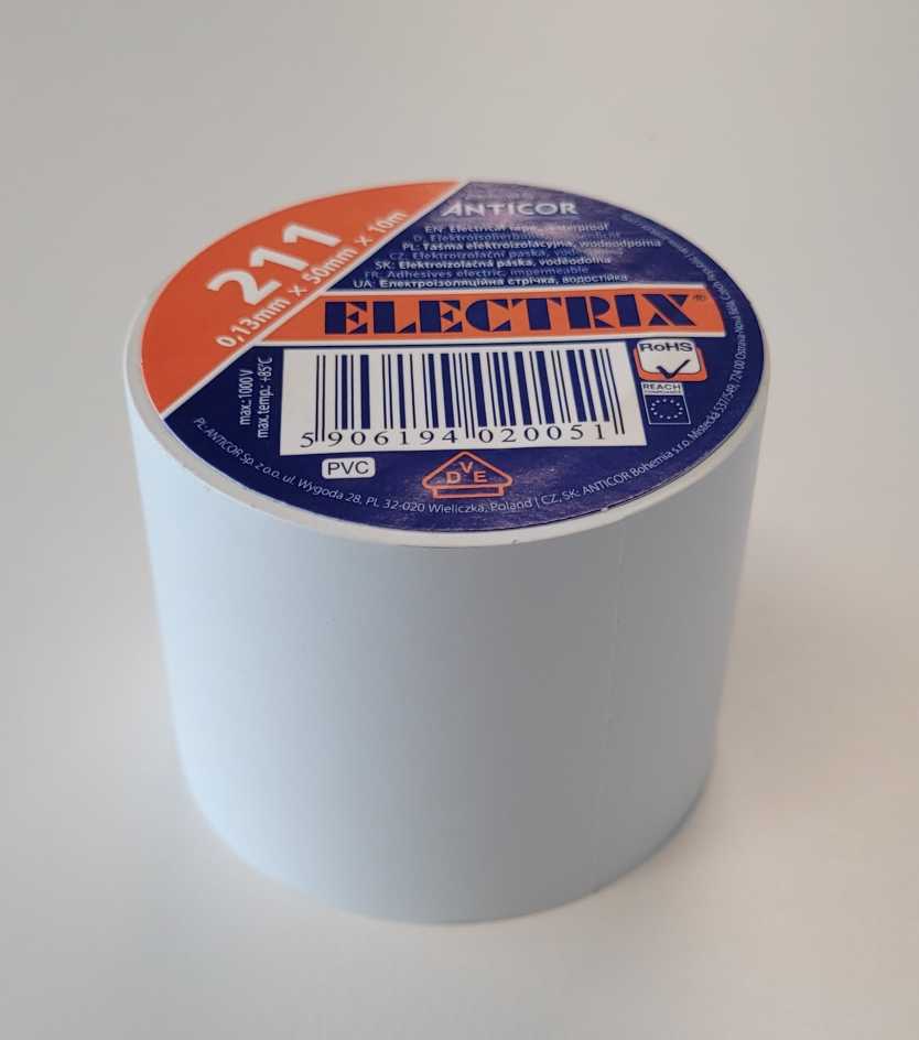 Páska izolačná biela ŠIROKÁ 50mm x 10m 211P